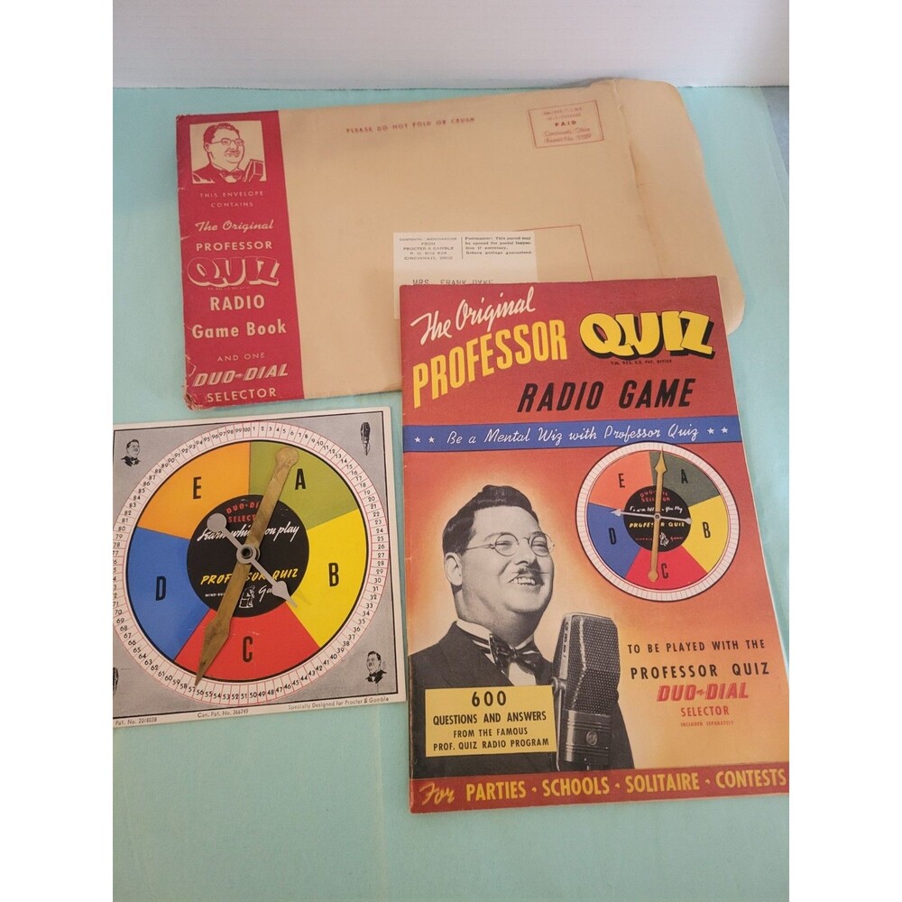 1939 Professor Quiz Radio Game Procter & Gamble Mail Premium w/ Duo-Dial Spinner